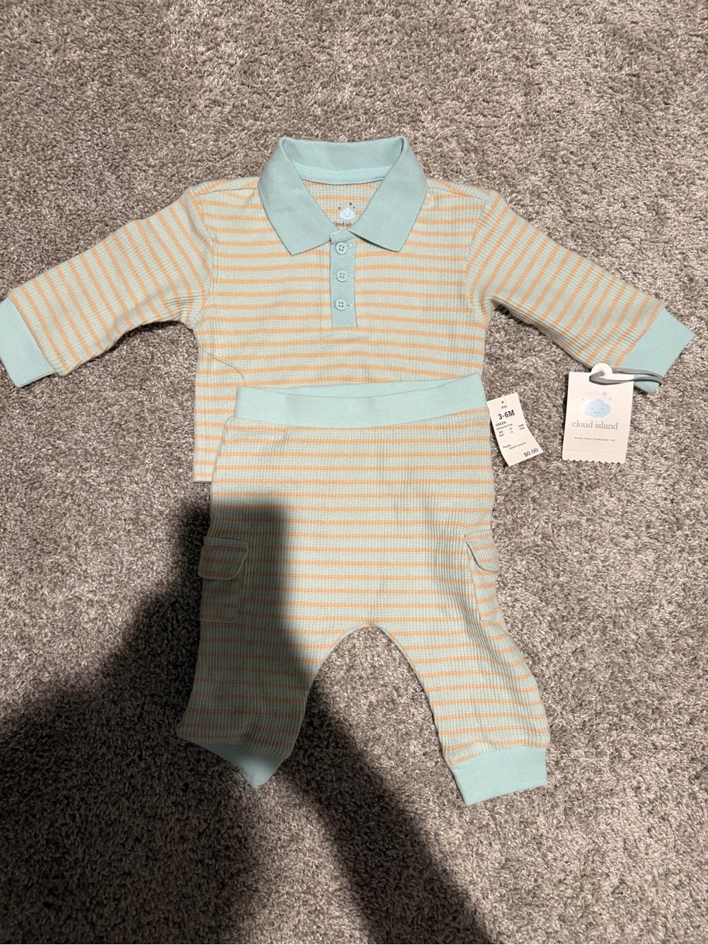 cloud island Mint and Cream Striped Knit One-Piece